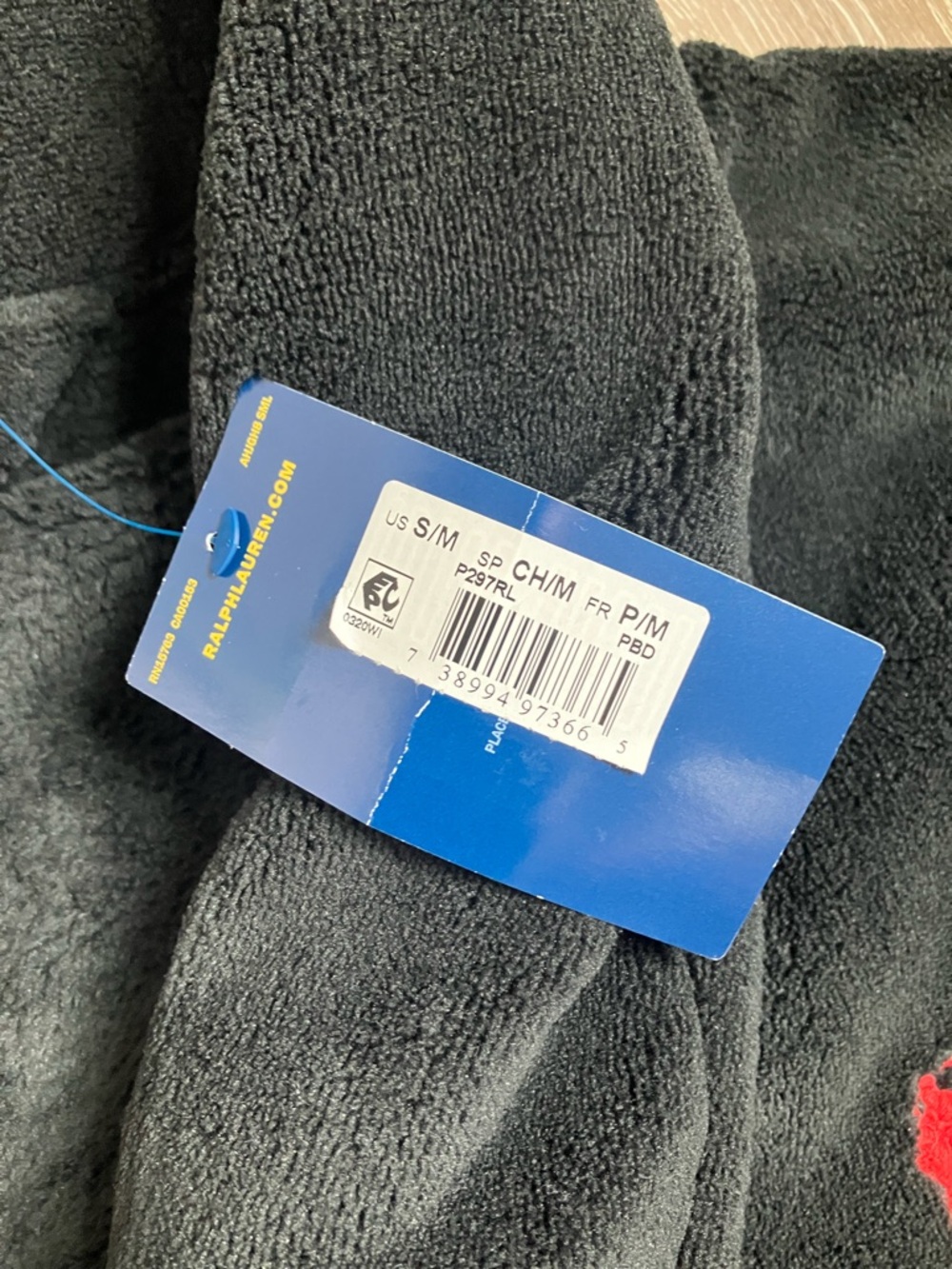 Polo by Ralph Lauren Black Fleece Robe with Red Pony - Picture 5 of 11